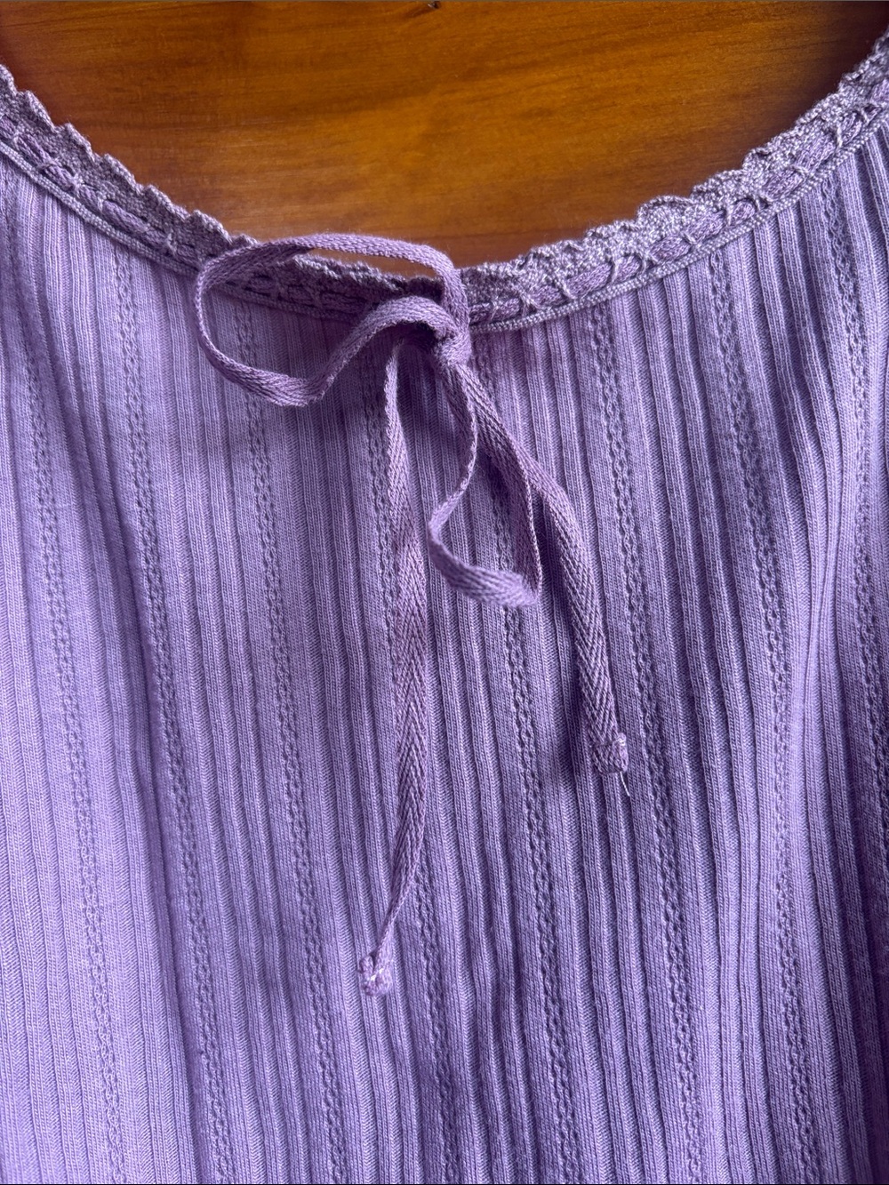 Mauve Ribbed Sleep Tank Top with Ruffle Straps - Picture 2 of 4